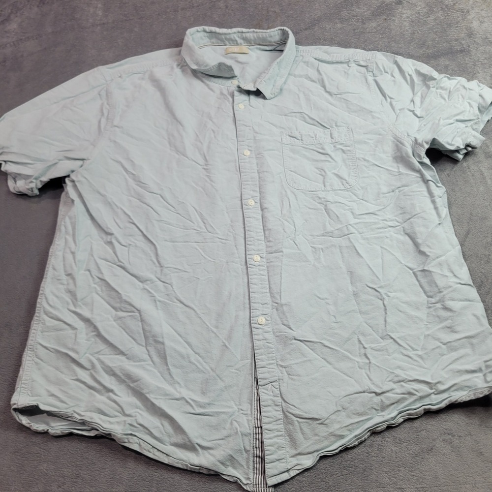 Isle Bay Linens Mens XXXL Light Blue 100% Cotton Short Sleeve Button Down Shirt